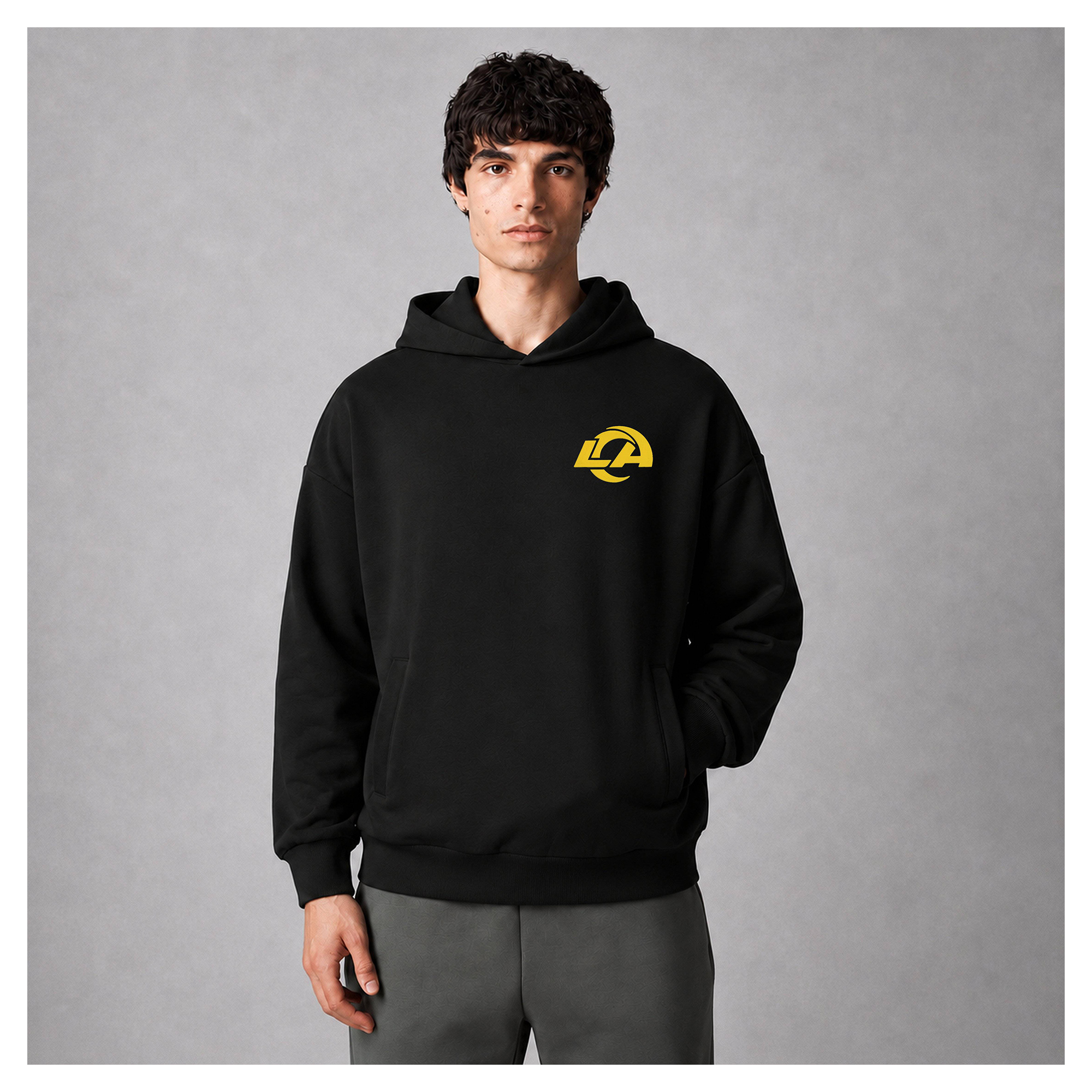 Men's Levelwear Black Los Angeles Rams Insignia Luxe Zone Hoodie