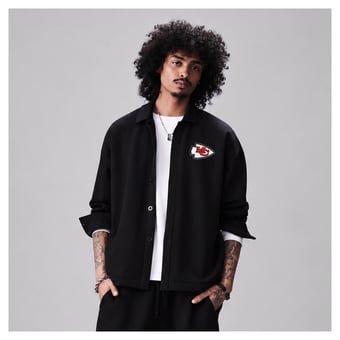 Men's Levelwear Black Kansas City Chiefs Luxe Tri-Blend Full-Button Shirt Jacket