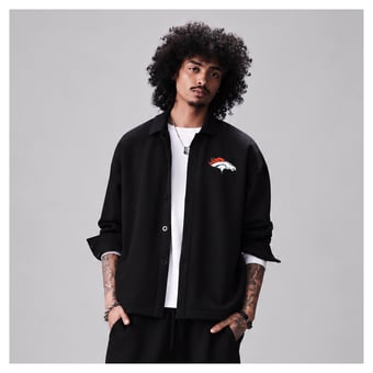 Men's Levelwear Black Denver Broncos Luxe Tri-Blend Full-Button Shirt Jacket