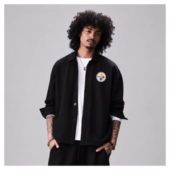 Men's Levelwear Black Pittsburgh Steelers Luxe Tri-Blend Full-Button Shirt Jacket