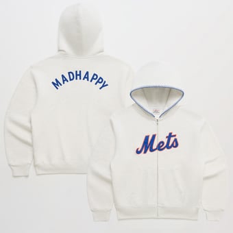 Unisex Madhappy White New York Mets Heavyweight Fleece Full-Zip Hoodie