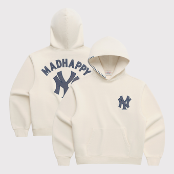 Unisex Madhappy Cream New York Yankees Applique Fleece Hoodie