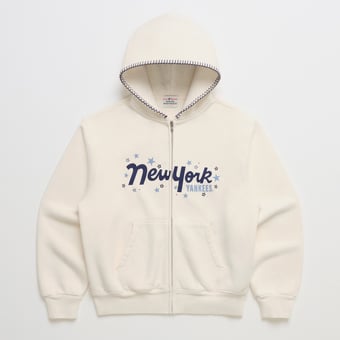 Unisex Madhappy Cream New York Yankees Star Fleece Full-Zip Hoodie
