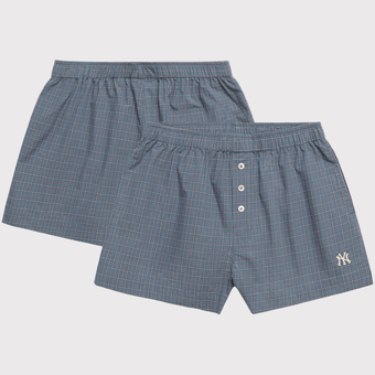 Women's Madhappy  Navy New York Yankees Plaid Boxer Shorts