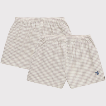 Women's Madhappy  Cream New York Yankees Plaid Boxer Shorts