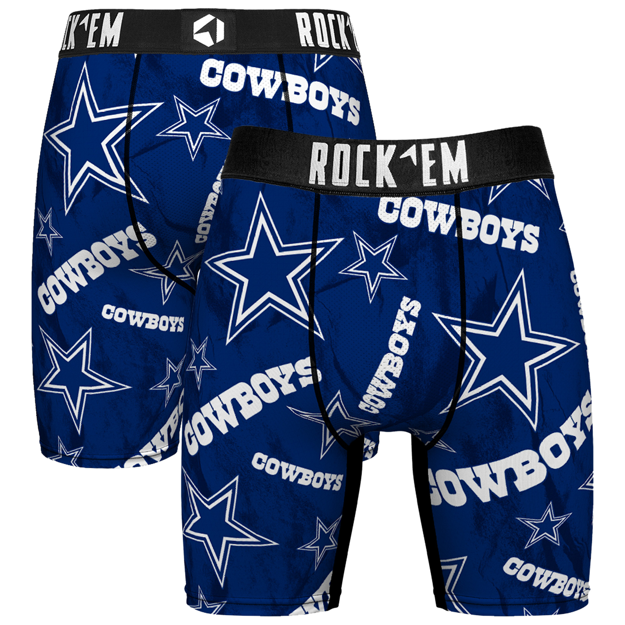 Men's Rock Em  Blue Dallas Cowboys All-Over Logo Boxer Briefs