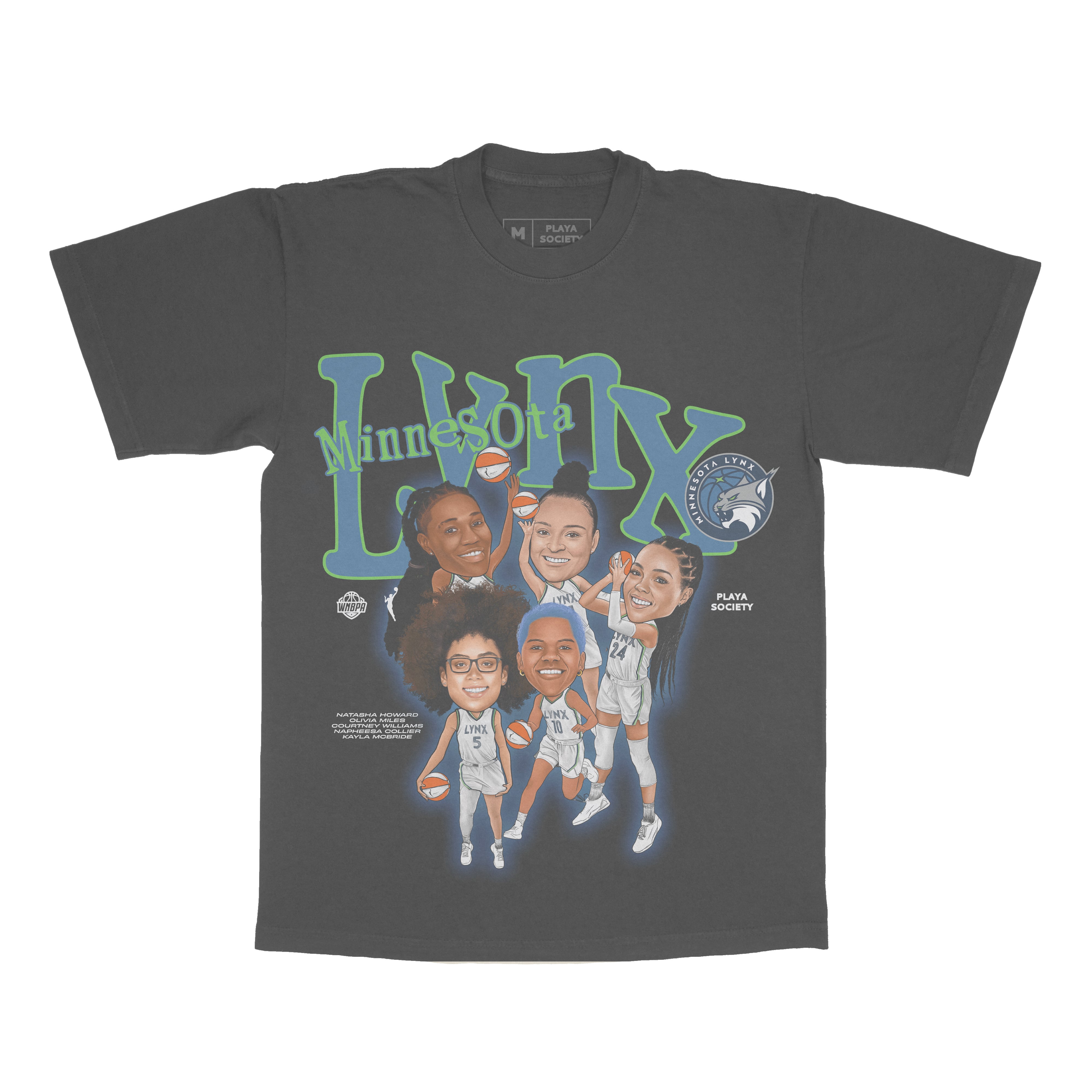 Unisex Playa Society Black Minnesota Lynx Roster T-Shirt