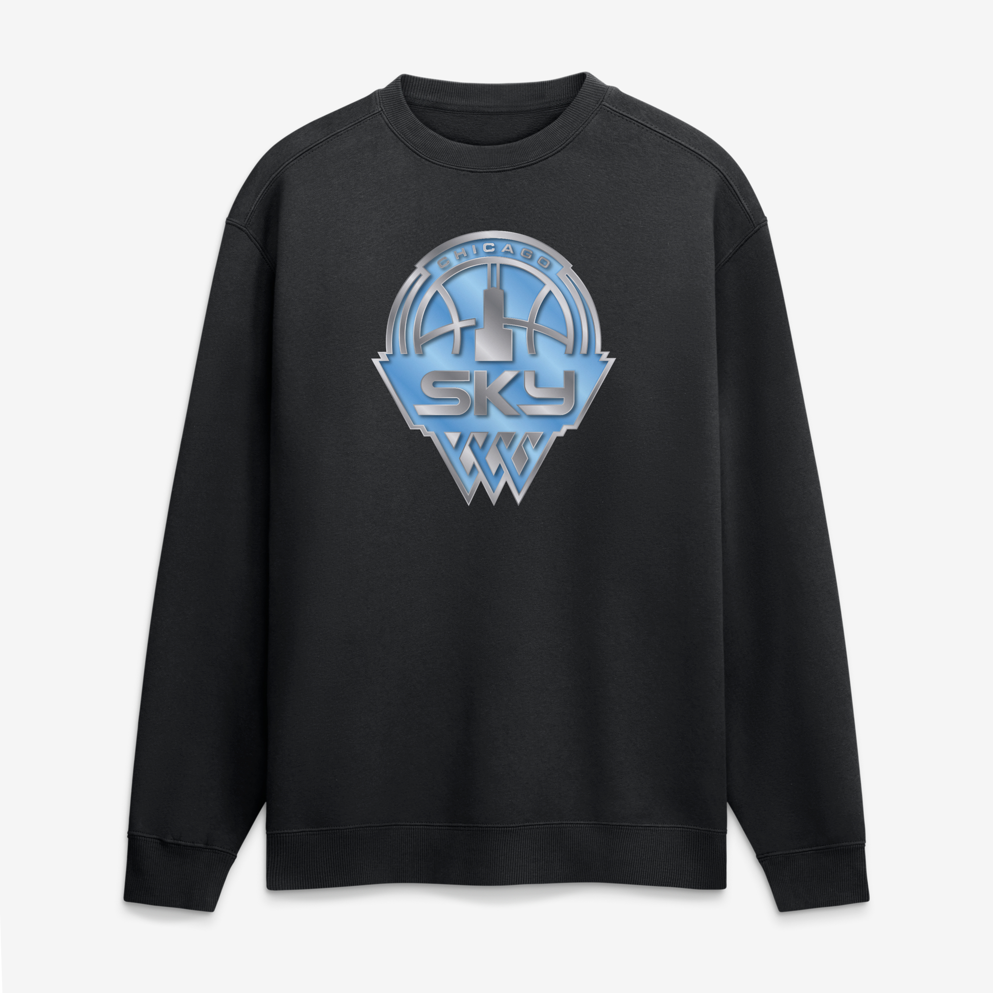 Men's Black Chicago Sky  Metallic Mascot Sweatshirt