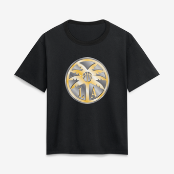 Women's Black Los Angeles Sparks Metallic Mascot T-Shirt