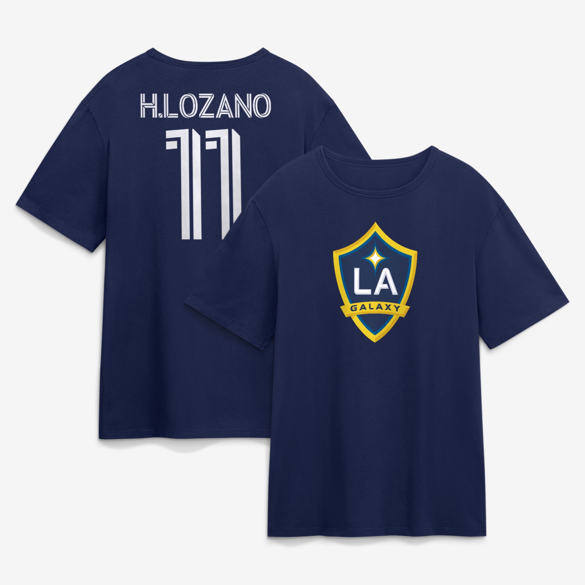 Men's Hirving Lozano Navy LA Galaxy Authentic Stack Name & Number T-Shirt