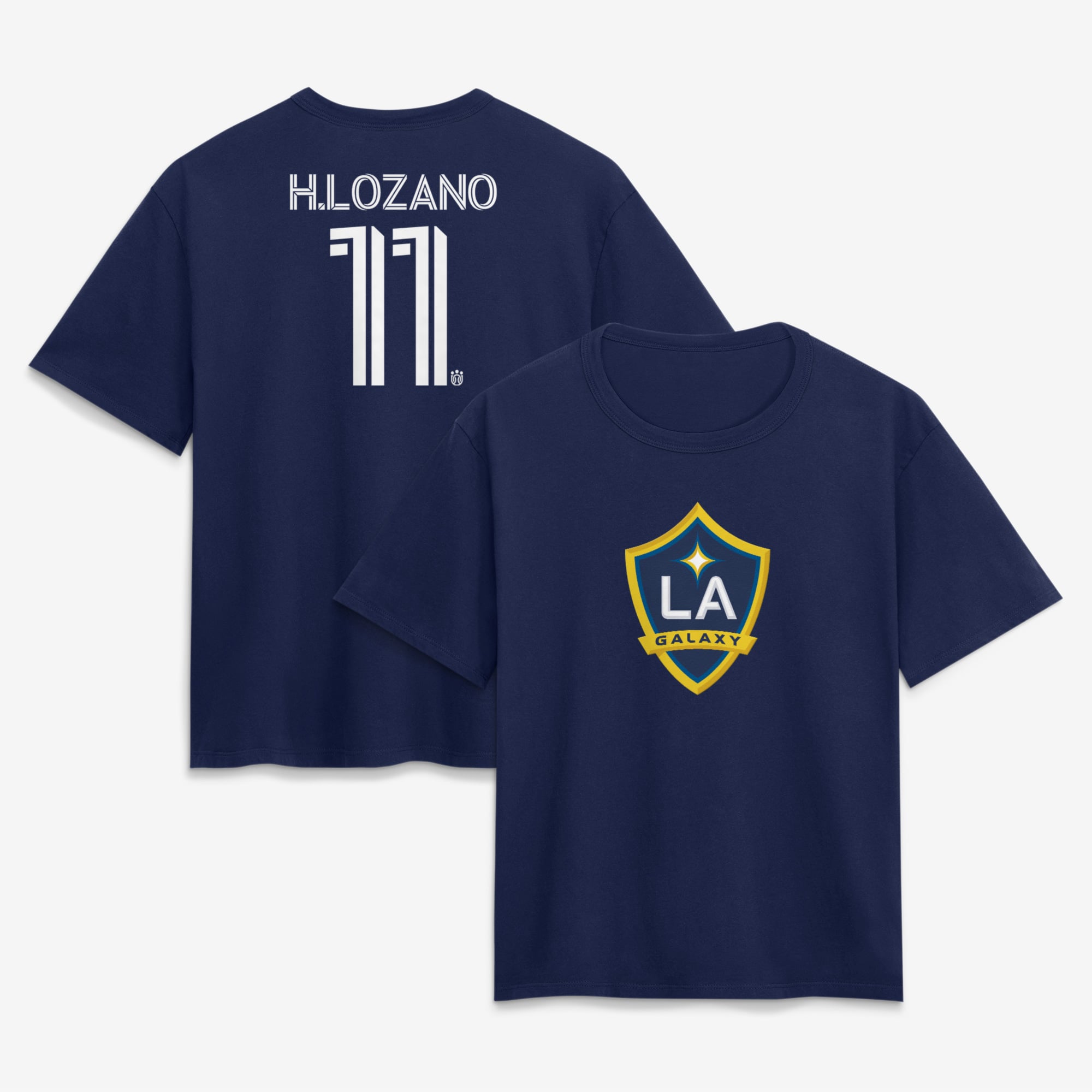 Women's Hirving Lozano Navy LA Galaxy Authentic Stack Name & Number T-Shirt