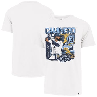 Men's '47 Junior Caminero White Tampa Bay Rays Field Mark Franklin T-Shirt