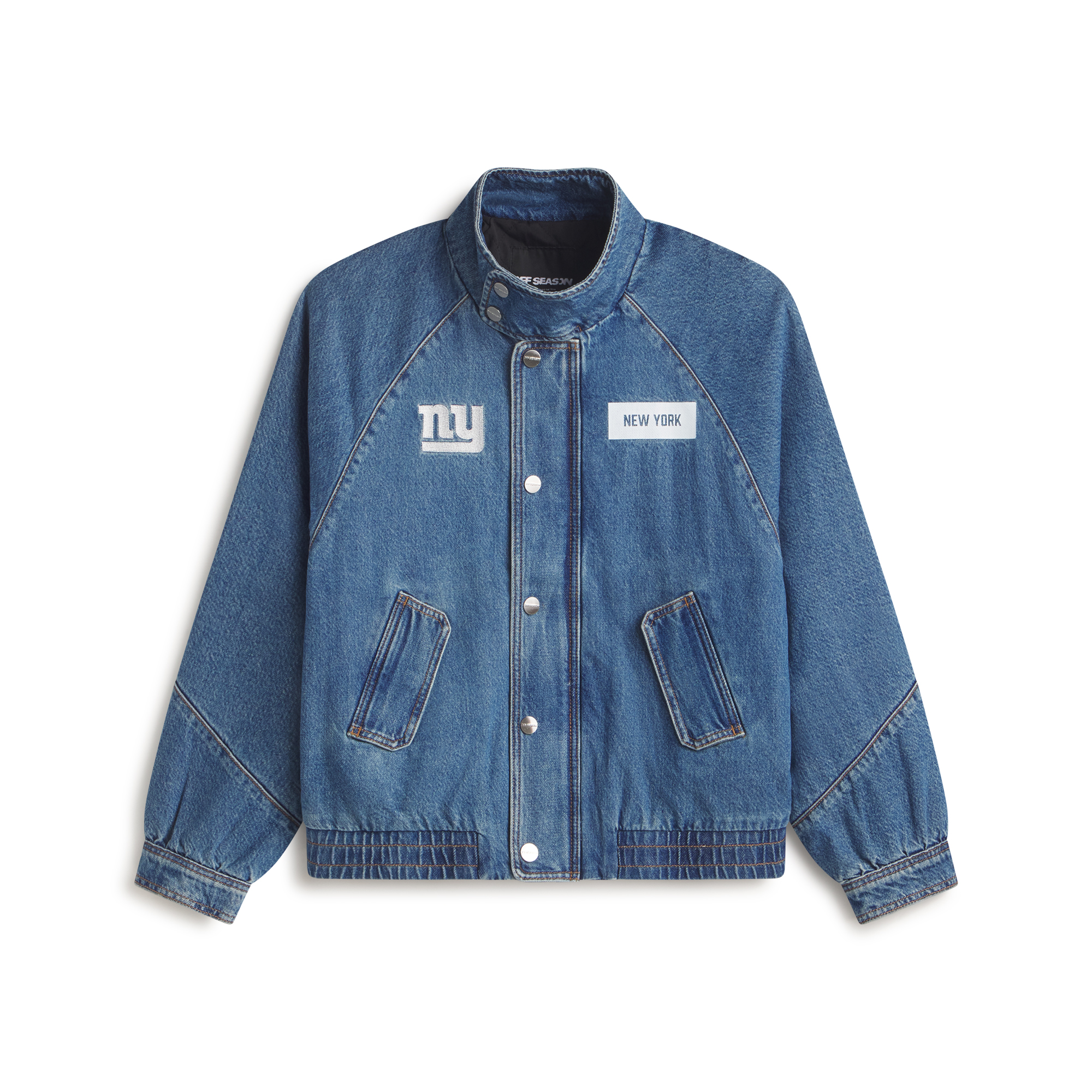 Women's Blue New York Giants Oversized Denim Jacket