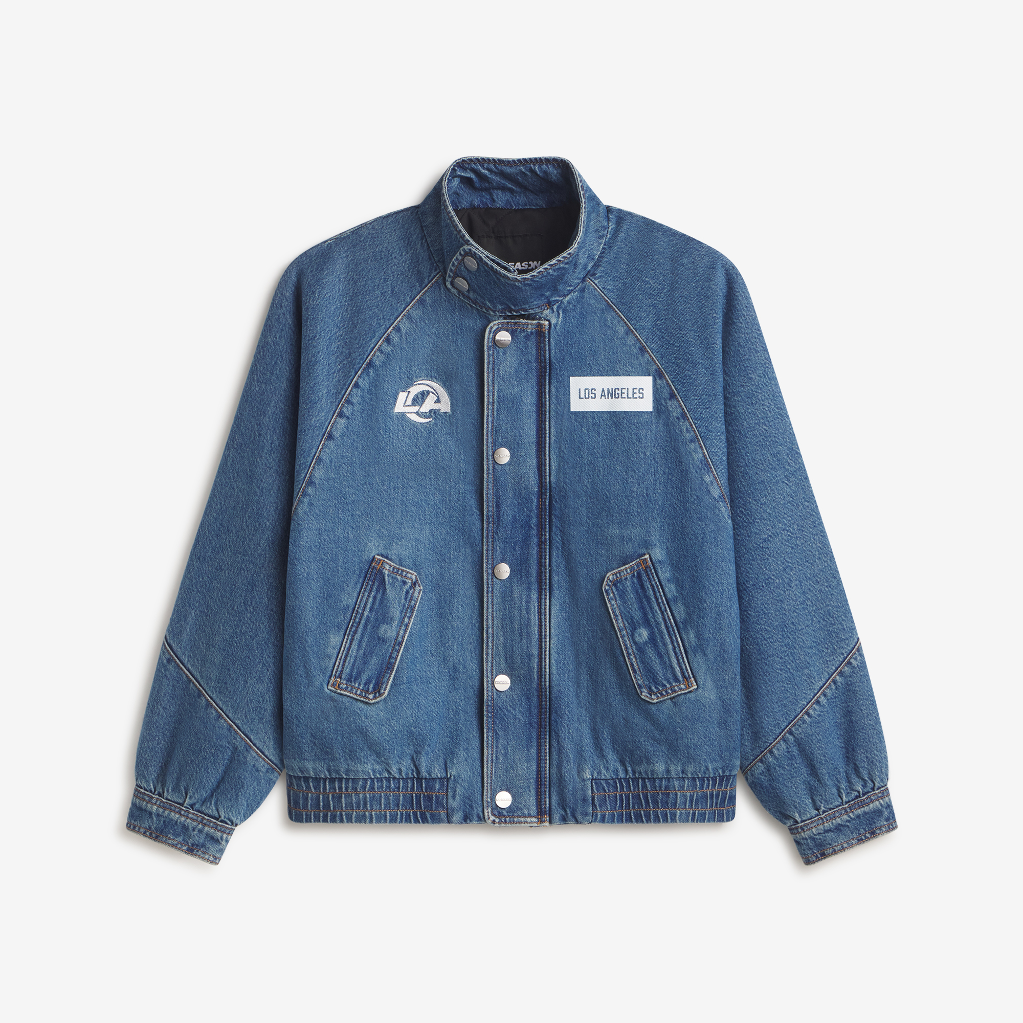 Women's Blue Los Angeles Rams Oversized Denim Jacket