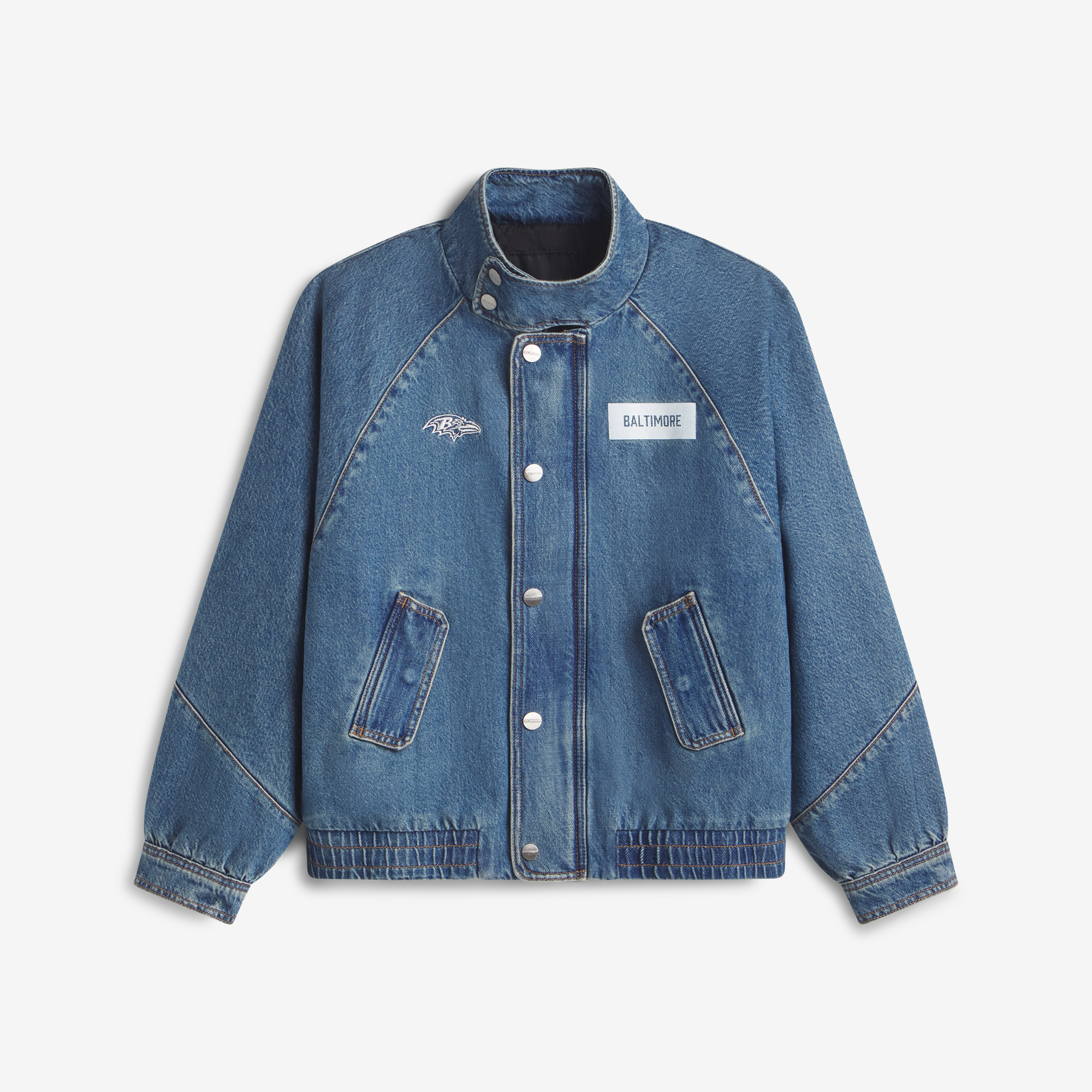 Women's Blue Baltimore Ravens Oversized Denim Jacket