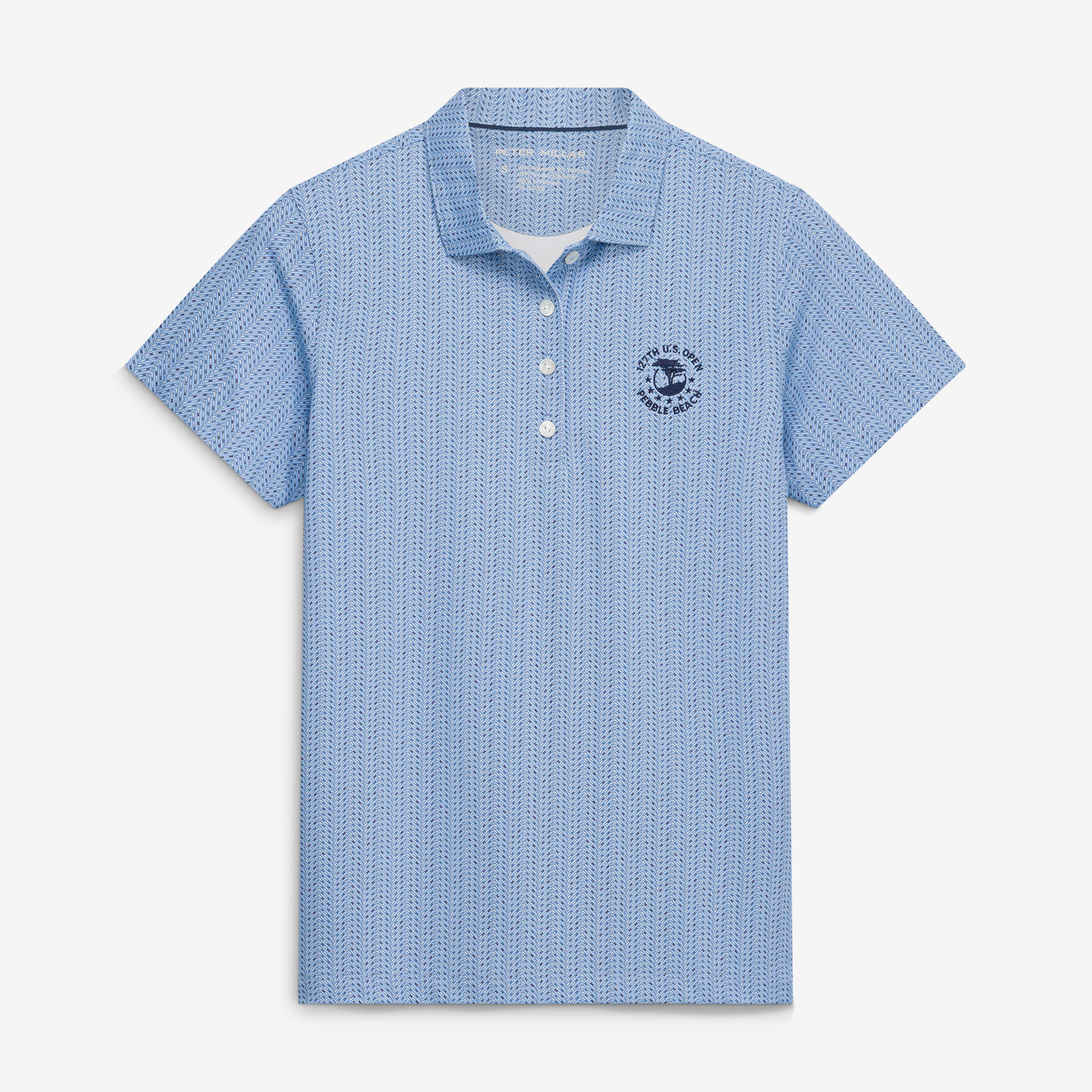 Women’s 2027 U.S. Open Peter Millar Blue Herringbone Tees Jersey Polo Women’s 2027 U.S. Open Peter Millar Blue Herringbone Tees Jersey Polo