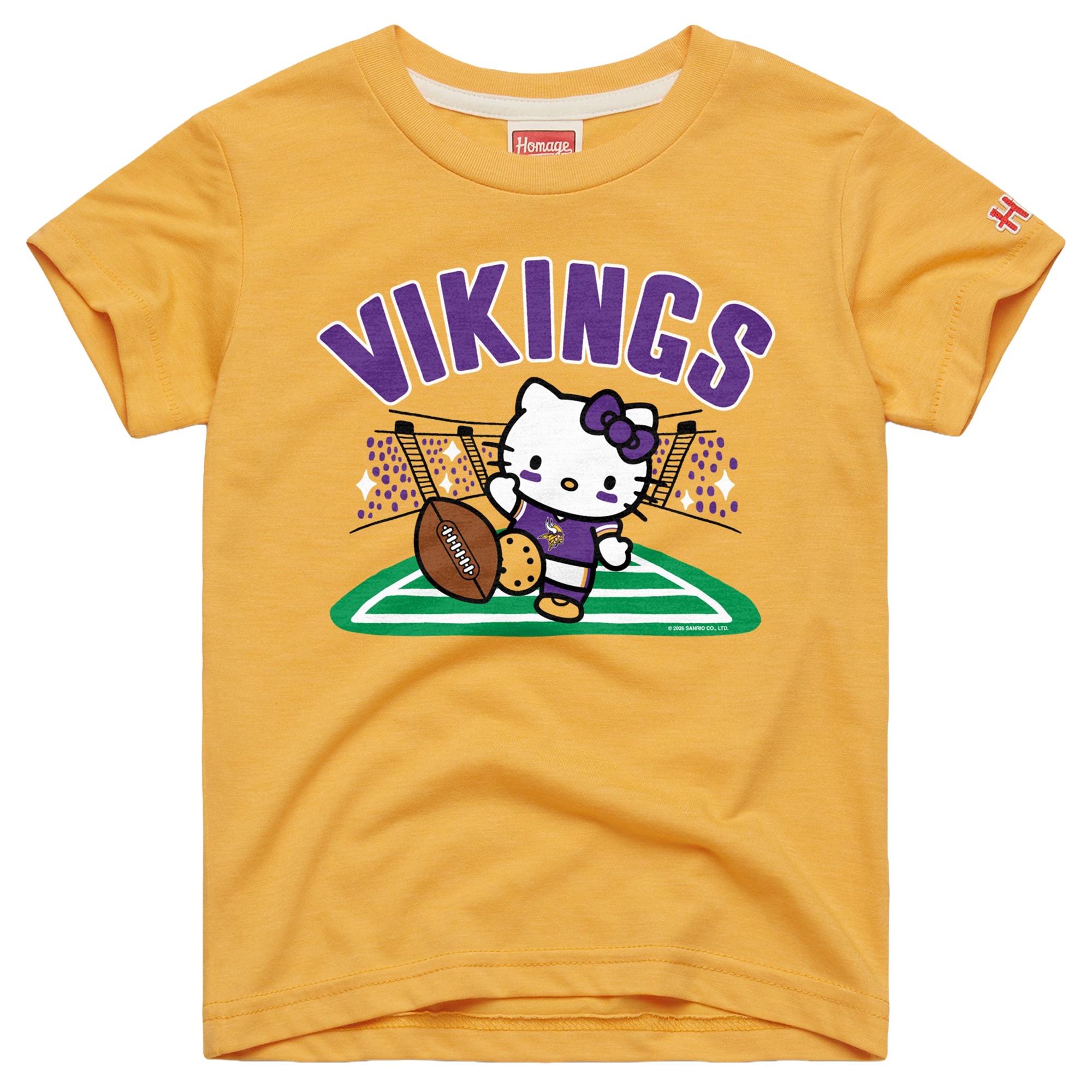 Girls Youth Homage Gold Minnesota Vikings x Hello Kitty Tri-Blend T-Shirt