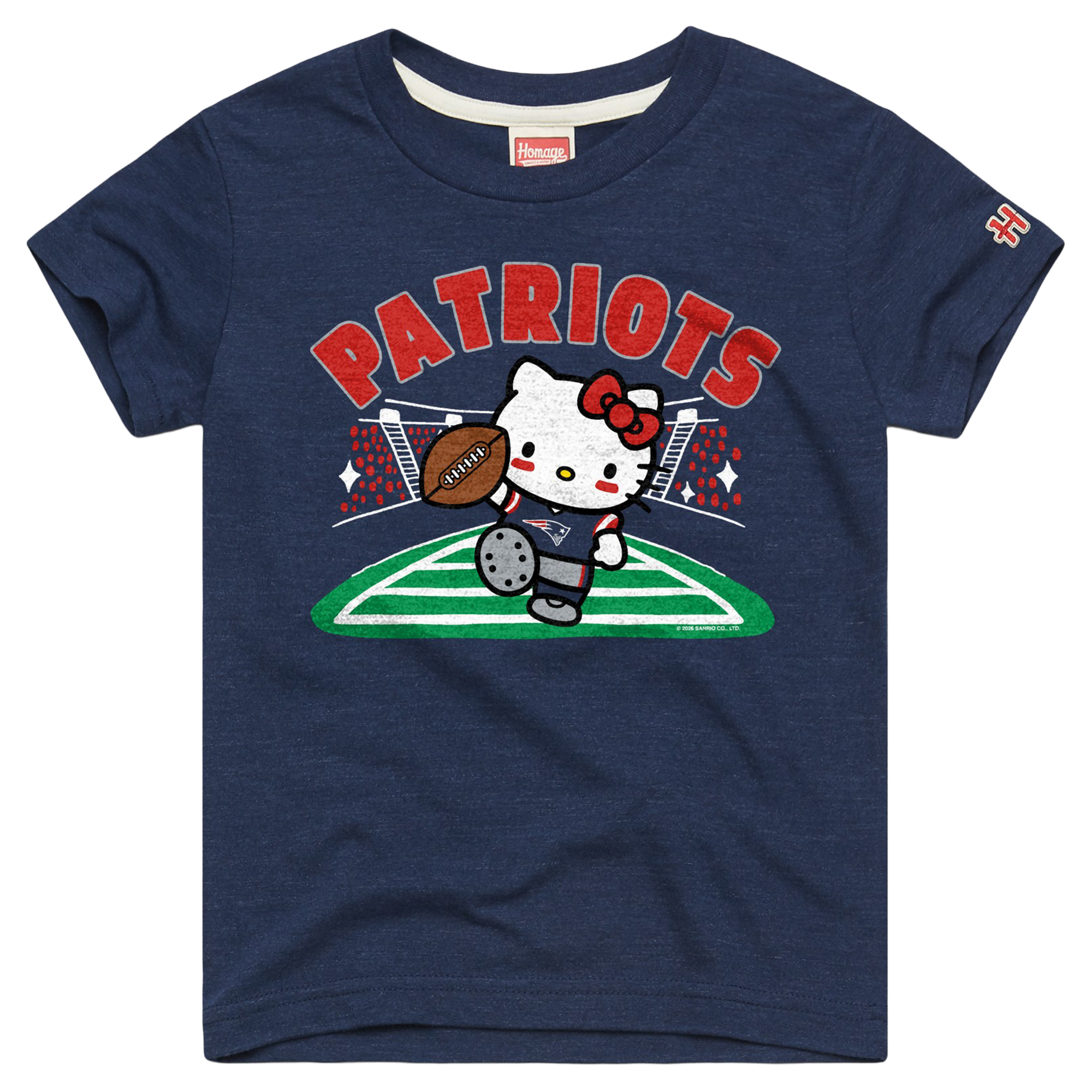 Girls Youth Homage Navy New England Patriots x Hello Kitty Tri-Blend T-Shirt