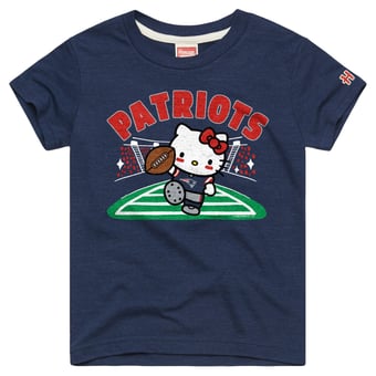 Girls Youth Homage Navy New England Patriots x Hello Kitty Tri-Blend T-Shirt