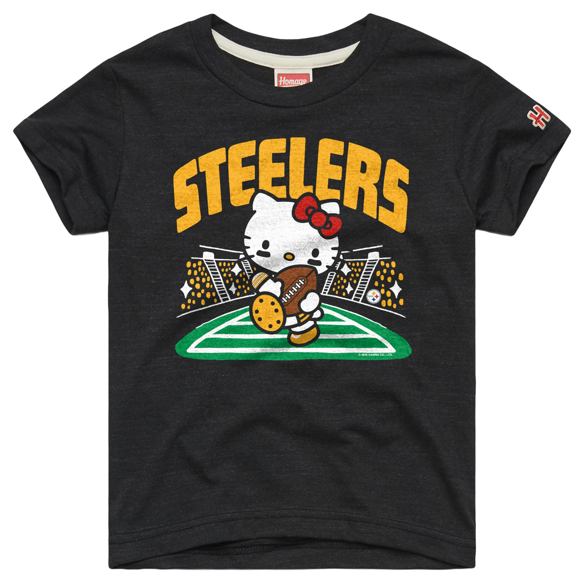 Girls Youth Homage Charcoal Pittsburgh Steelers x Hello Kitty Tri-Blend T-Shirt