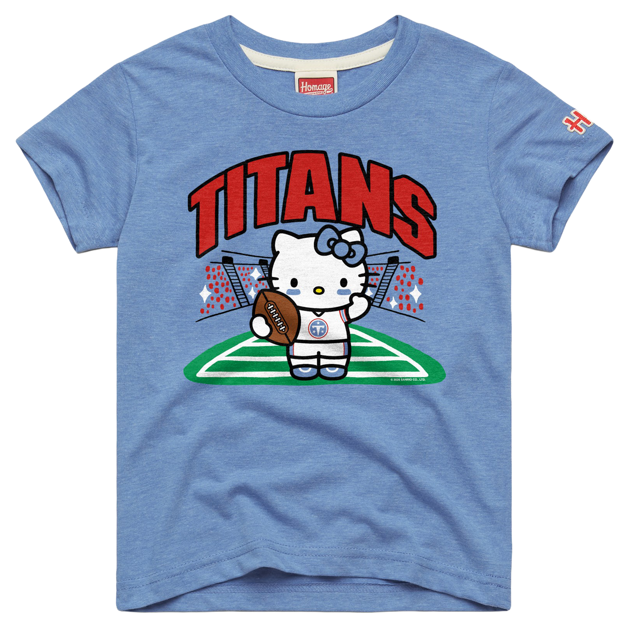 Girls Youth Homage Light Blue Tennessee Titans x Hello Kitty Tri-Blend T-Shirt