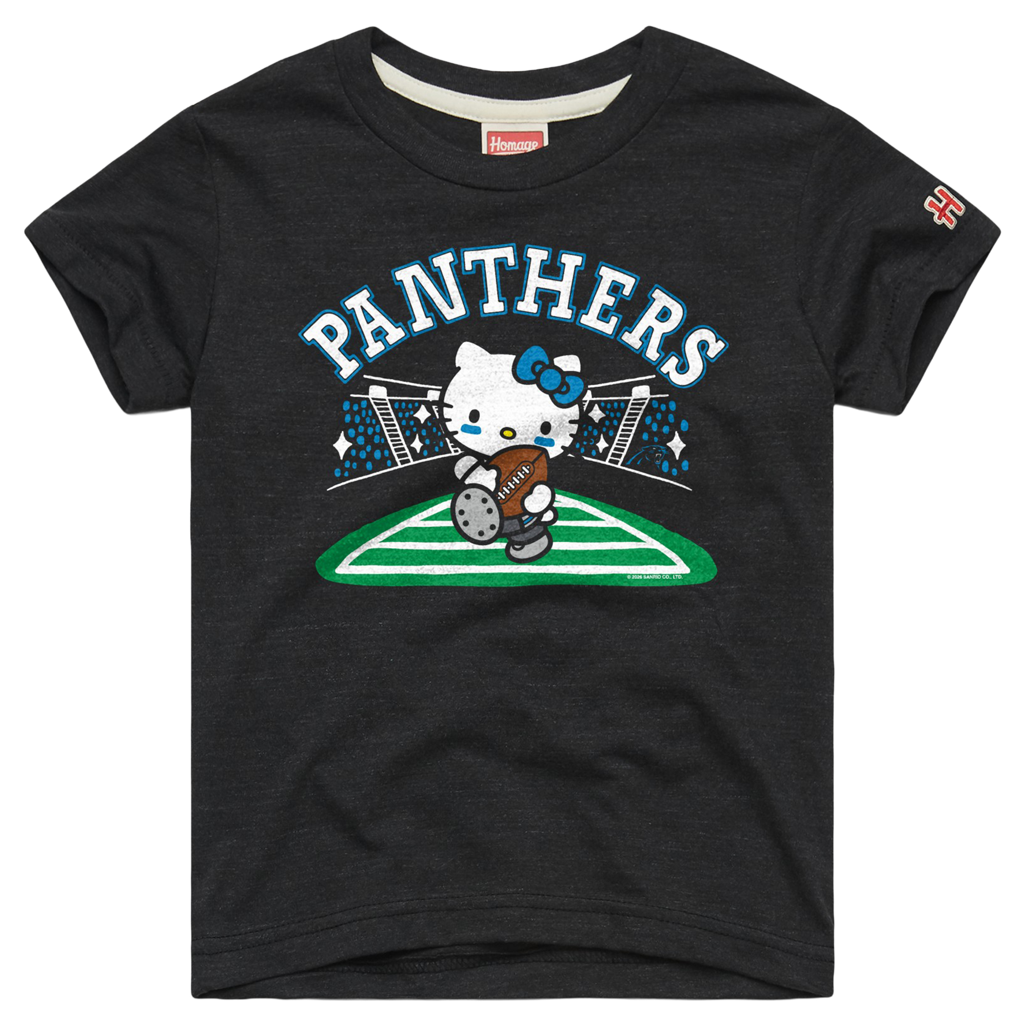 Girls Youth Homage Charcoal Carolina Panthers x Hello Kitty Tri-Blend T-Shirt