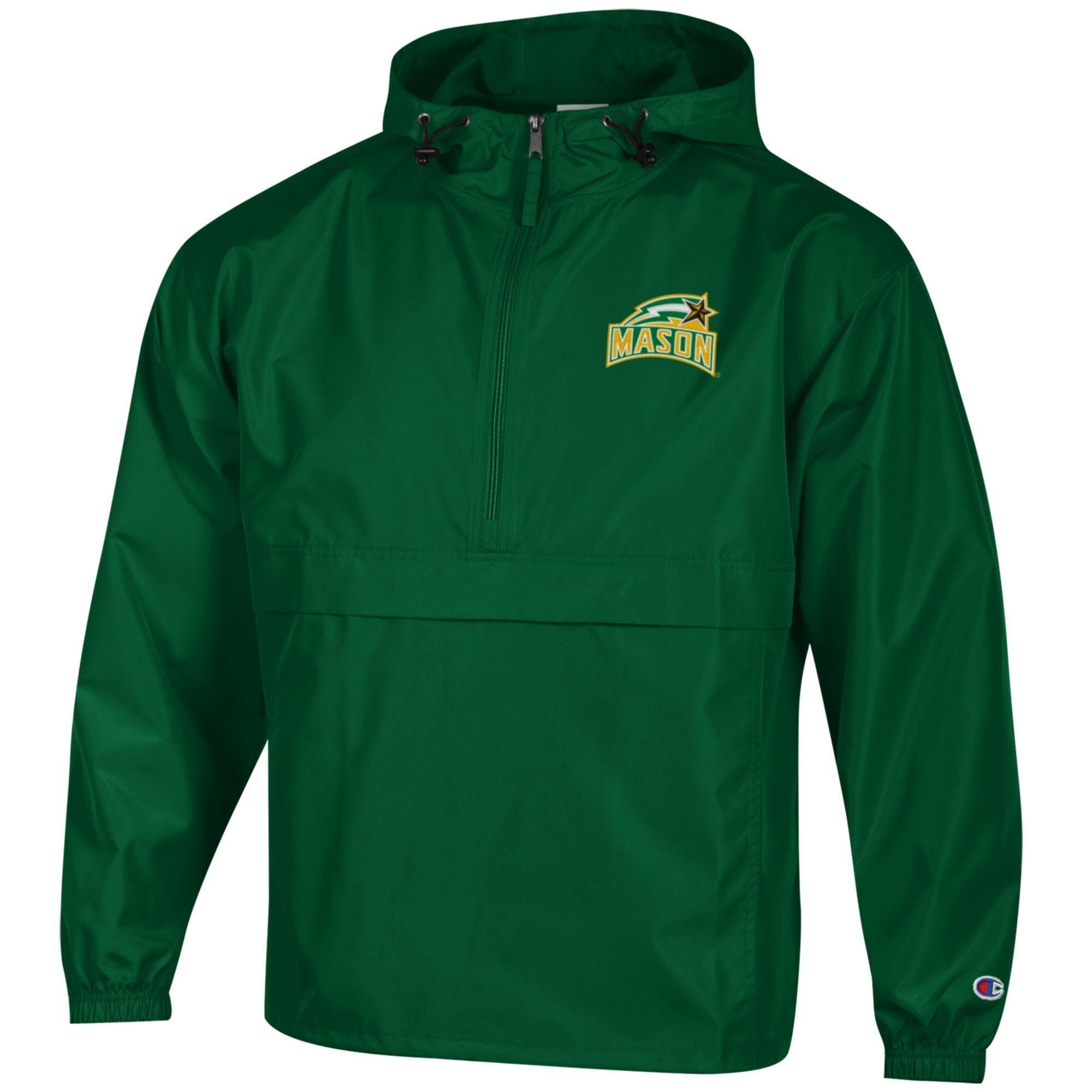 Men’s Champion Green George Mason Patriots Packable Half-Zip Hooded Jacket Men’s Champion Green George Mason Patriots Packable Half-Zip Hooded Jacket