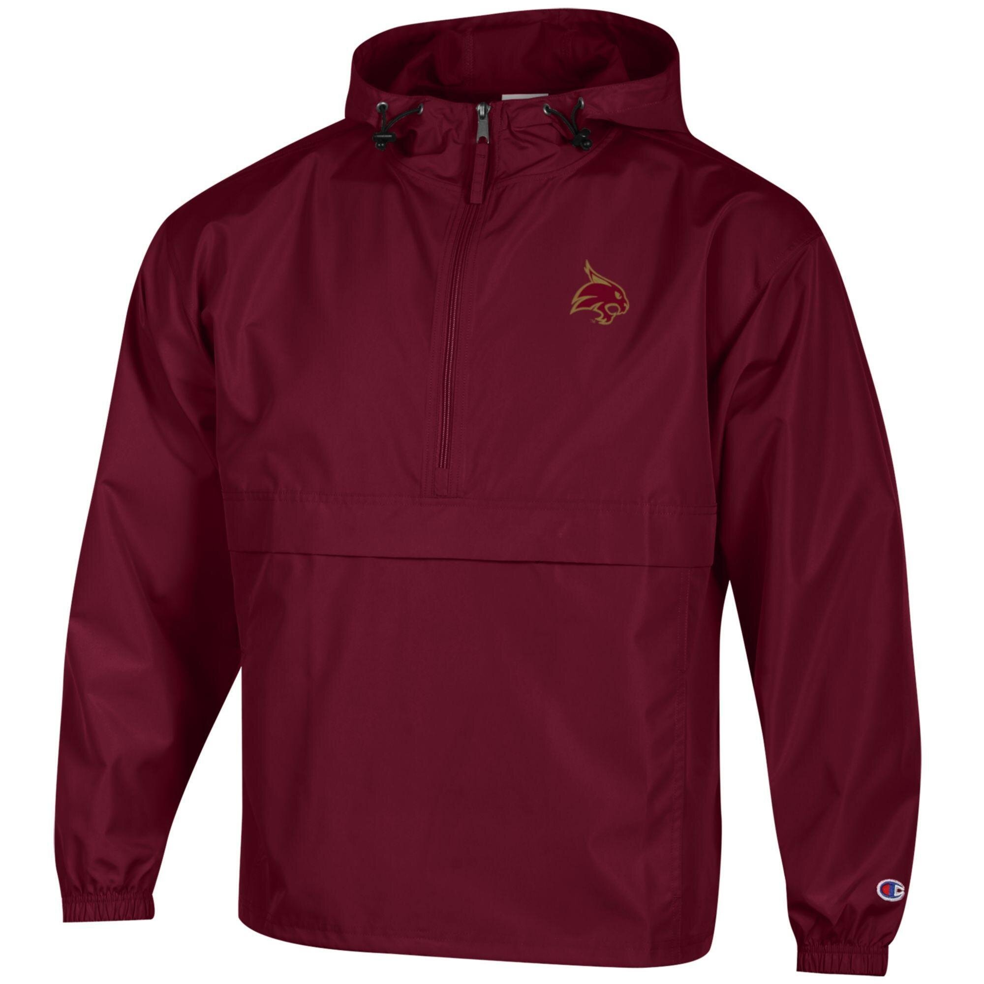 Men’s Champion Maroon Texas State Bobcats Packable Half-Zip Hooded Jacket Men’s Champion Maroon Texas State Bobcats Packable Half-Zip Hooded Jacket