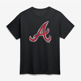 Men's Black Atlanta Braves Big & Tall Metallic Mascot T-Shirt