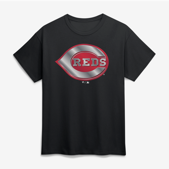 Men's Black Cincinnati Reds Big & Tall Metallic Mascot T-Shirt