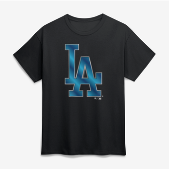 Men's Black Los Angeles Dodgers Big & Tall Metallic Mascot T-Shirt