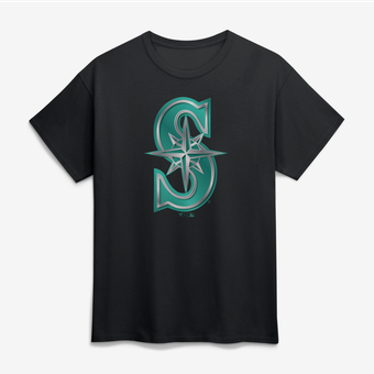 Men's Black Seattle Mariners Big & Tall Metallic Mascot T-Shirt