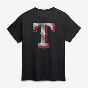 Men's Black Texas Rangers Big & Tall Metallic Mascot T-Shirt