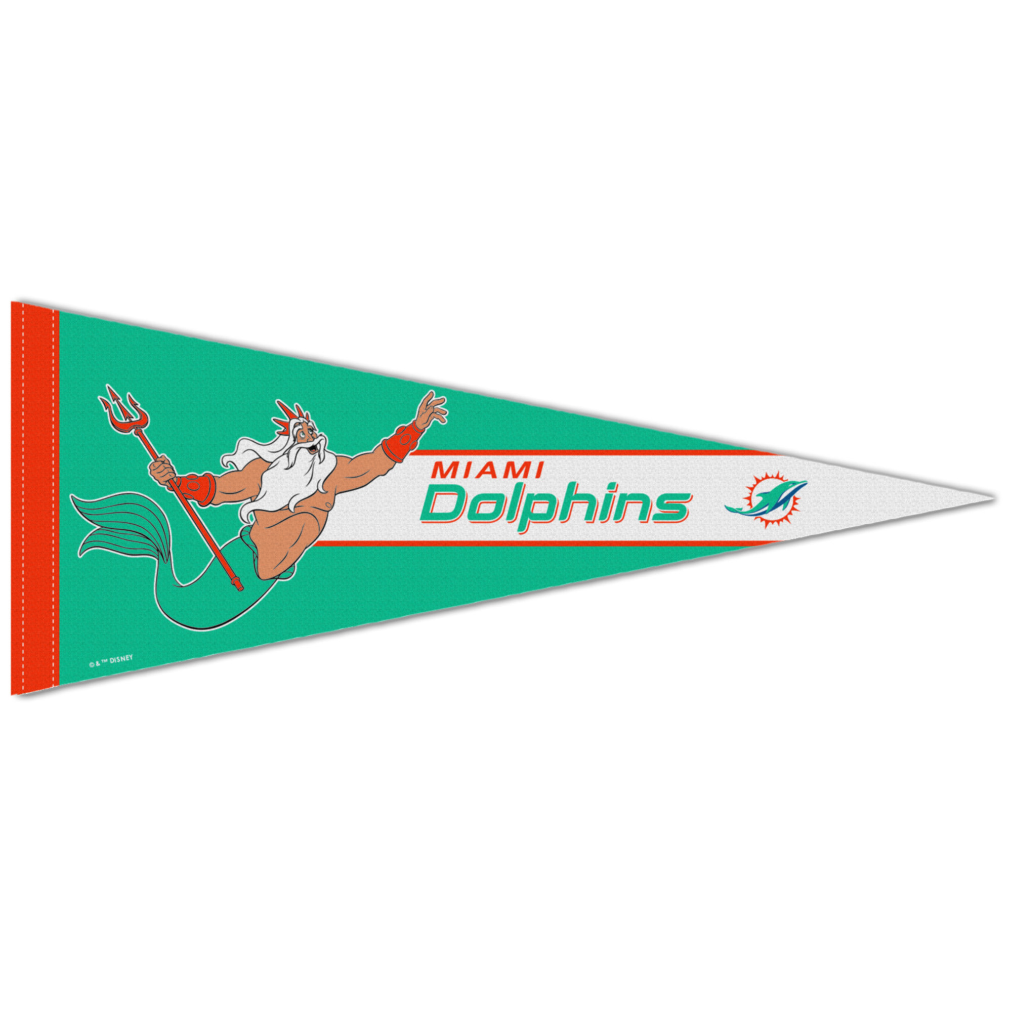 WinCraft Miami Dolphins Disney x NFL King Triton 12" x 30" Premium Pennant