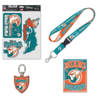 WinCraft Miami Dolphins Disney x NFL King Triton Fan Pack