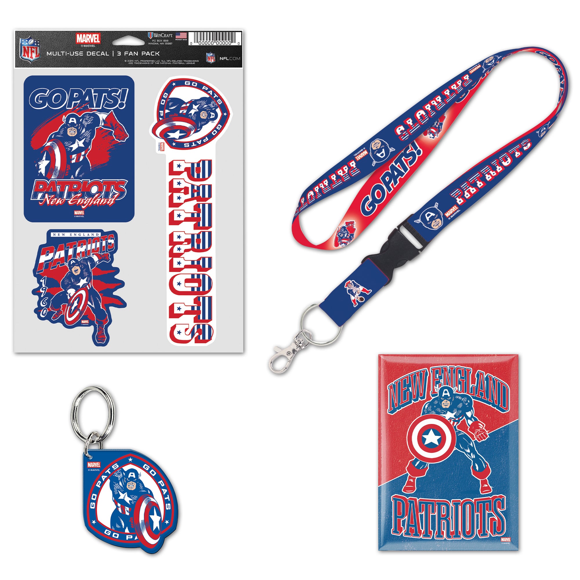 WinCraft New England Patriots Disney x NFL Captain America Fan Pack