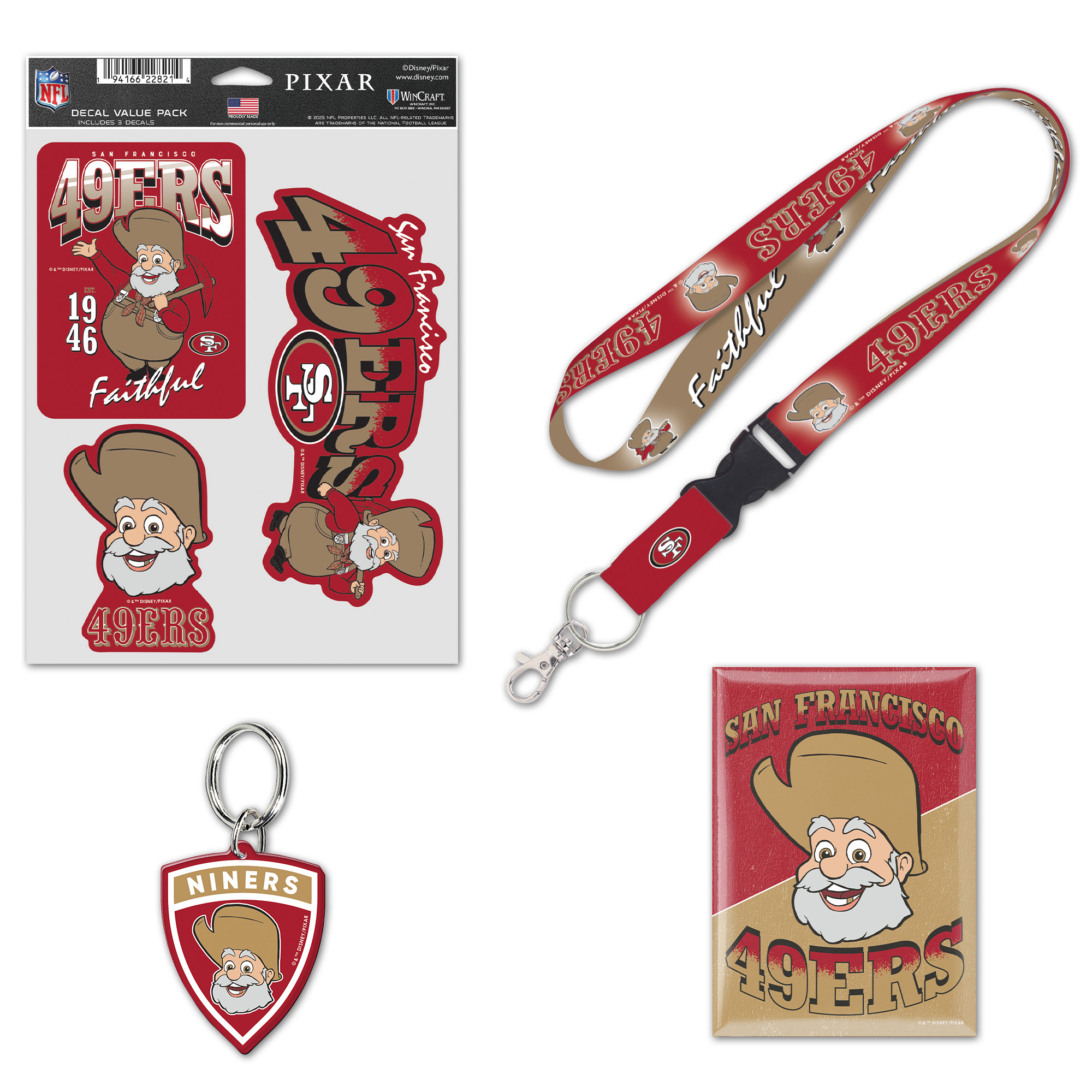 WinCraft San Francisco 49ers Disney x NFL Stinky Pete Fan Pack