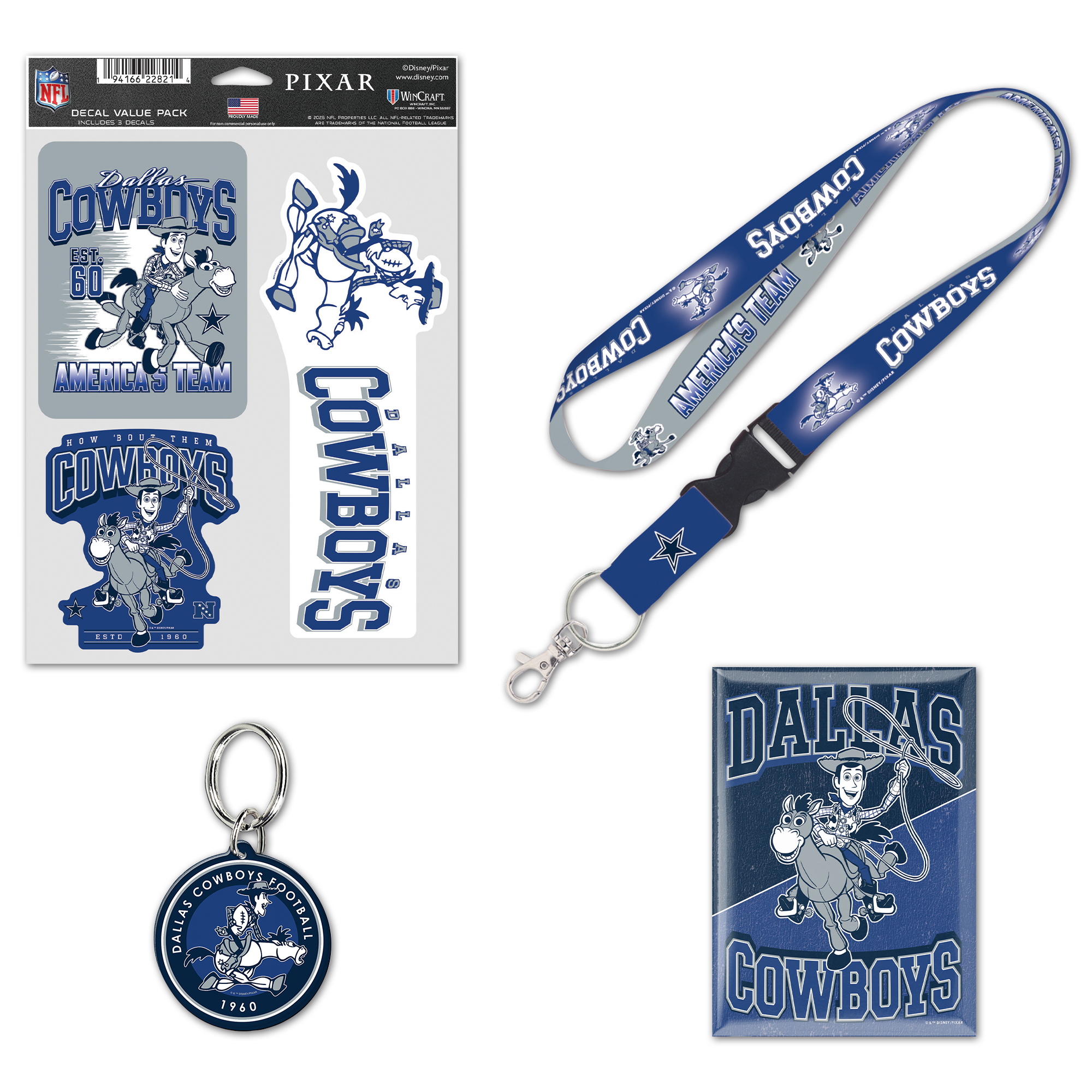 WinCraft Dallas Cowboys Disney x NFL Woody Fan Pack