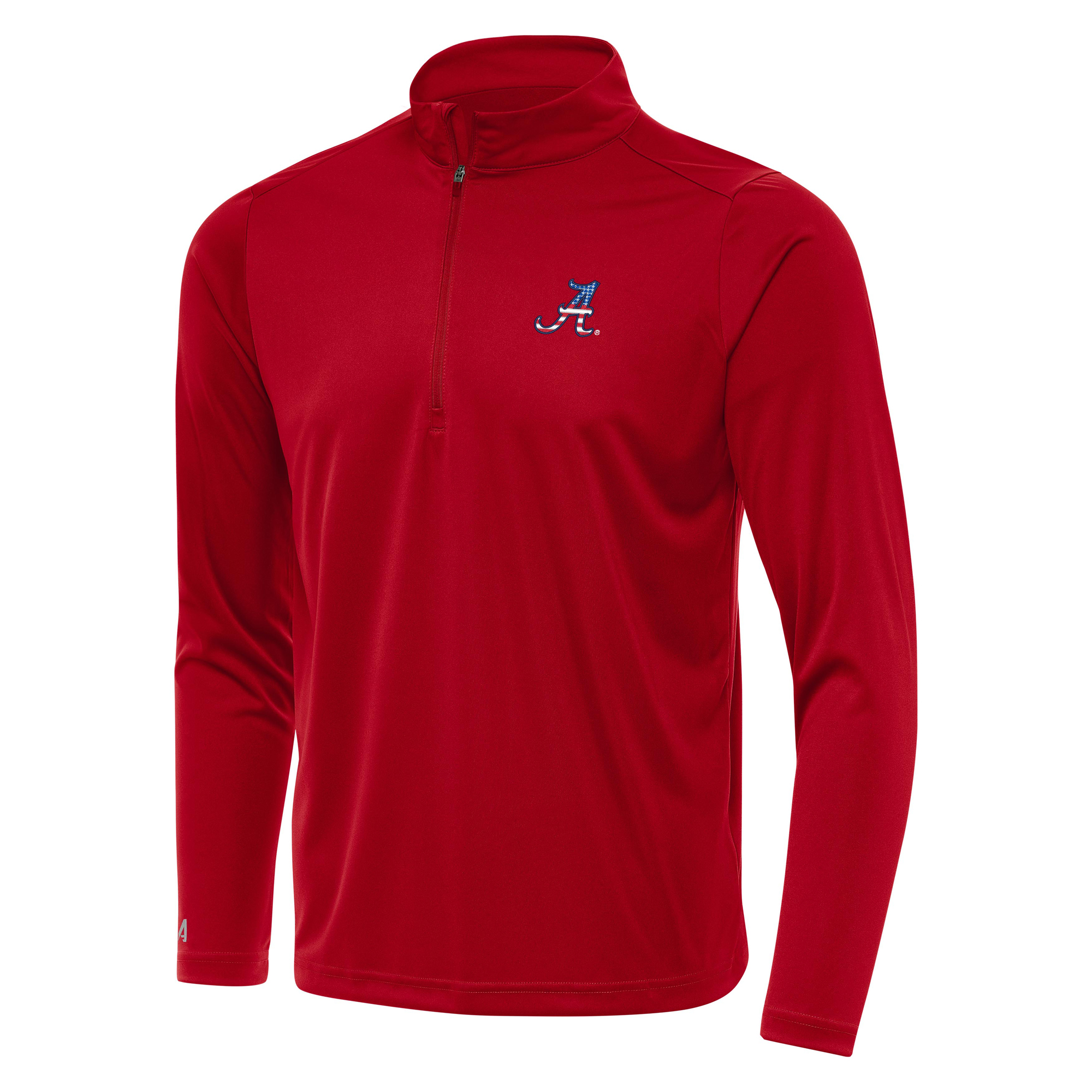 Men’s Antigua Red Alabama Crimson Tide Patriotic Logo Tribute Quarter-Zip Pullover Men’s Antigua Red Alabama Crimson Tide Patriotic Logo Tribute Quarter-Zip Pullover