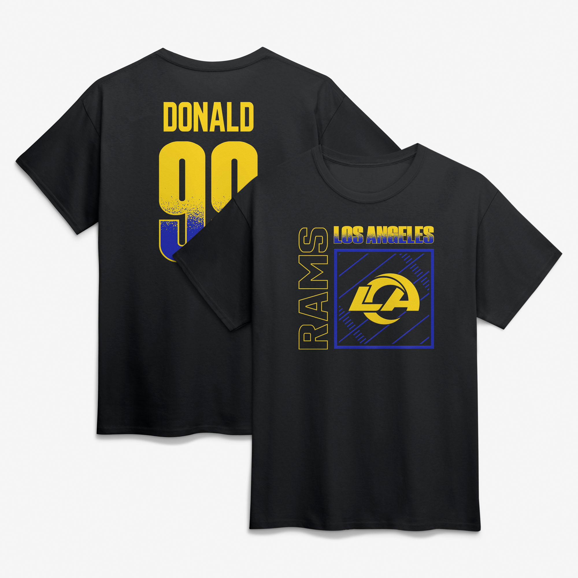 Men's Aaron Donald Black Los Angeles Rams Home Field Pop Name & Number T-Shirt