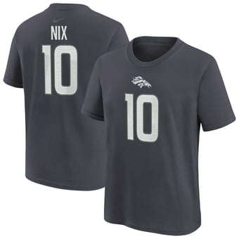 Youth Nike Bo Nix Anthracite Denver Broncos Name & Number T-Shirt