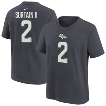 Youth Nike Patrick Surtain II Anthracite Denver Broncos Name & Number T-Shirt
