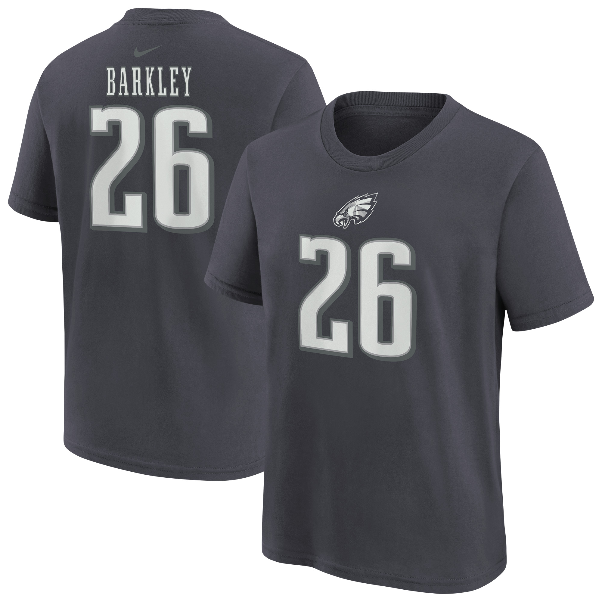 Youth Nike Saquon Barkley Anthracite Philadelphia Eagles Name & Number T-Shirt