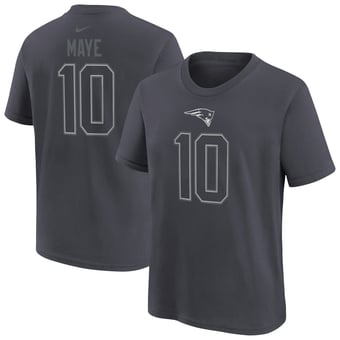 Youth Nike Drake Maye Anthracite New England Patriots Name & Number T-Shirt