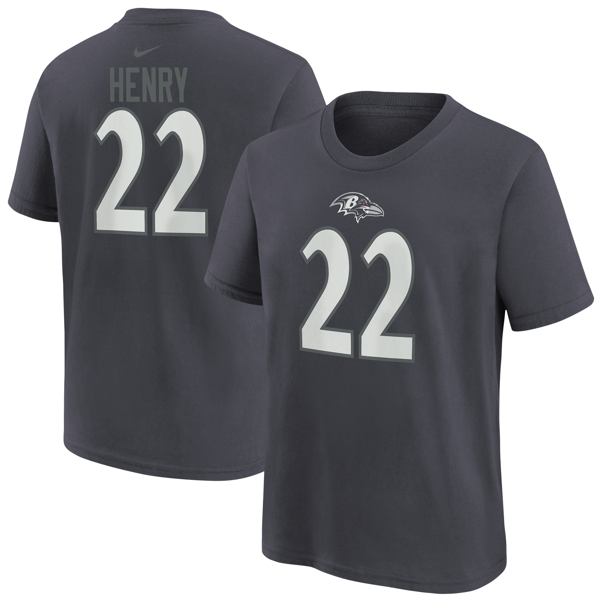Youth Nike Derrick Henry Anthracite Baltimore Ravens Name & Number T-Shirt