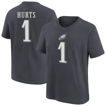 Youth Nike Jalen Hurts Anthracite Philadelphia Eagles Name & Number T-Shirt