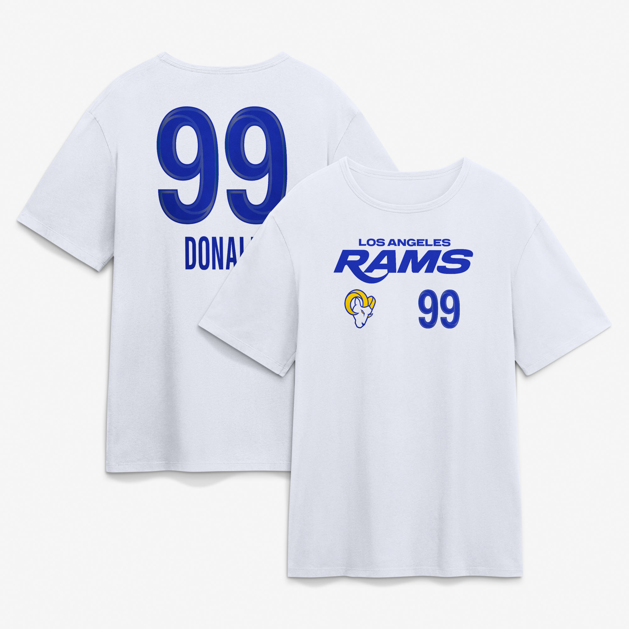 Men's Aaron Donald White Los Angeles Rams Touchdown Name & Number T-Shirt