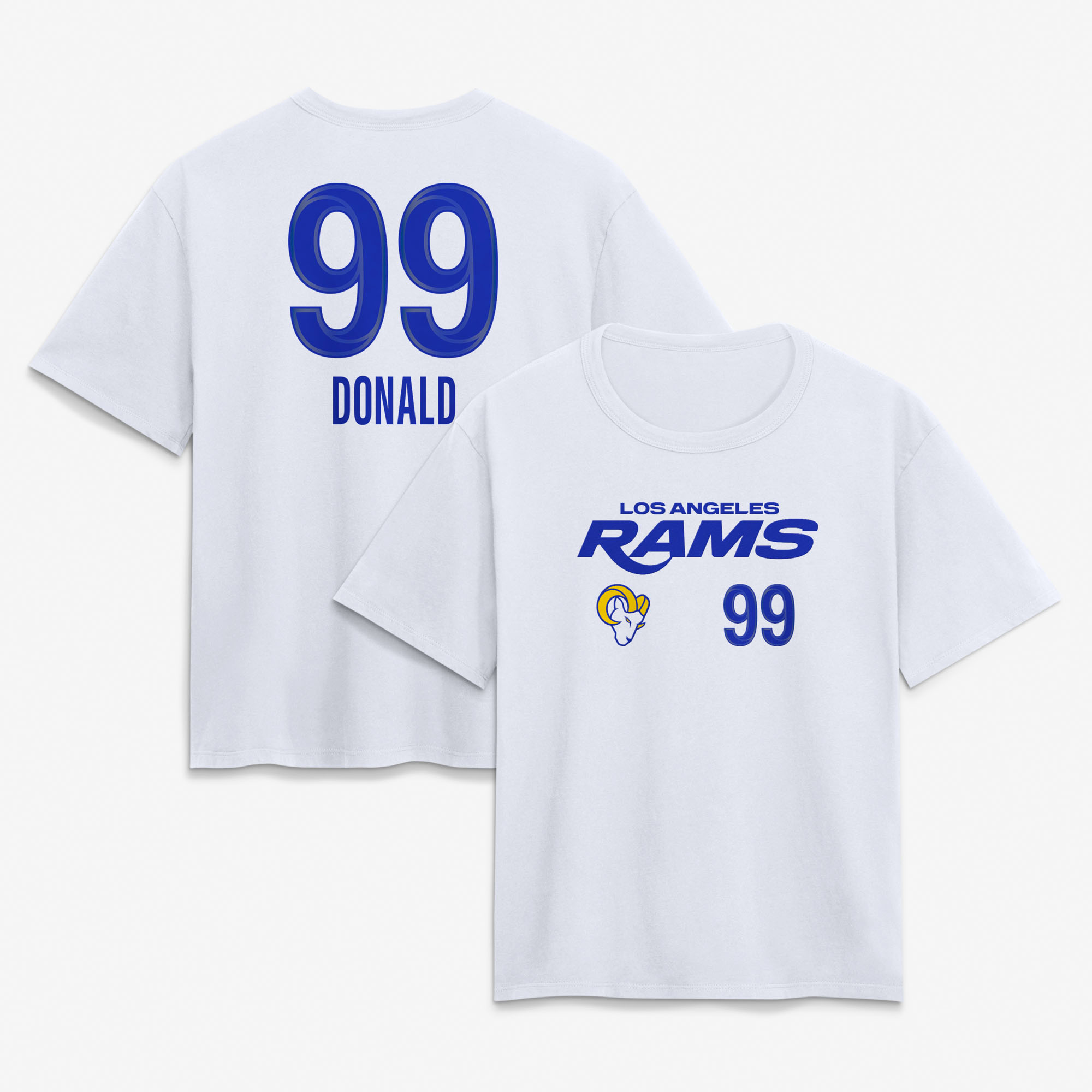 Women's Aaron Donald White Los Angeles Rams Touchdown Name & Number T-Shirt