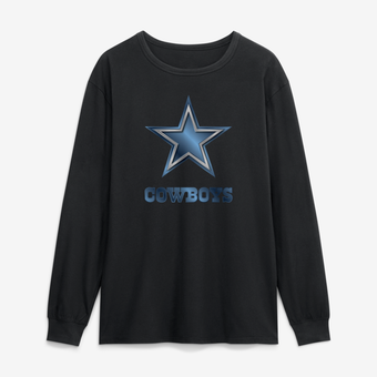 Men's Black Dallas Cowboys  Metallic Mascot Long Sleeve T-Shirt