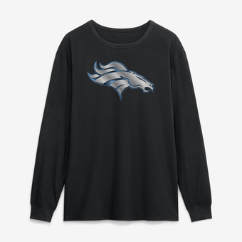 Men's Black Denver Broncos  Metallic Mascot Long Sleeve T-Shirt